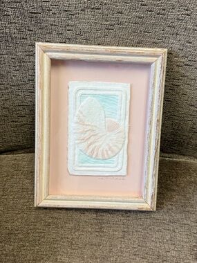Vintage ‘87 Figi Graphics Hand Cast Paper Art Nautilus Shell Artist Signed Wess.
